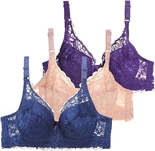 Paquete de 3 brasieres de encaje para mujer, sujetadores de uso diario, talla grande, tirantes ajustables, soporte ultrafino, ropa interior suave, transpirable, cobertura completa, brasier push up con