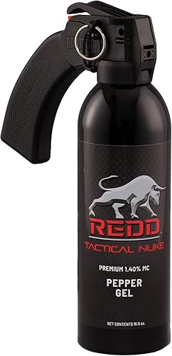 REDD Spray de pimienta, Tactical Nuke - (1.40% MC) Gel pimienta de máxima resistencia y funda de nailon - (16 onzas)