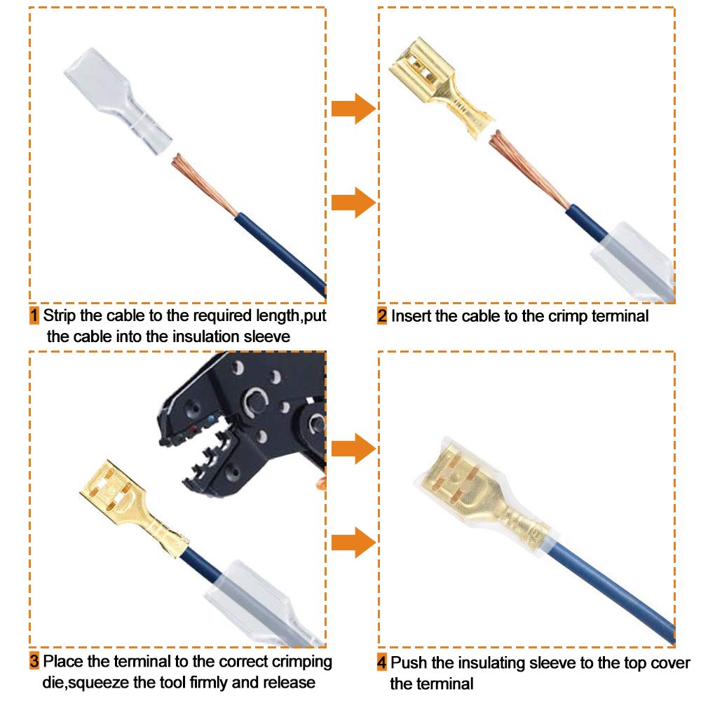 Pinsheng 380 Pcs Connecteur Electrique Automobile 2 3 4 6 Broches, Petite Cosse Electrique 2,8mm Cosse Mâle Femelle Connecteurs Isolés Cosses Plates à Sertir Pour Moto Voiture Scooter Bateaux