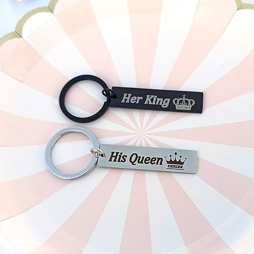 Miniatura 6 de LOZACHE Regalos de pareja para novia, novio, novia, novio, novio, juego de llaveros para su reina y su rey, aniversario de cumpleaños para ella, él,