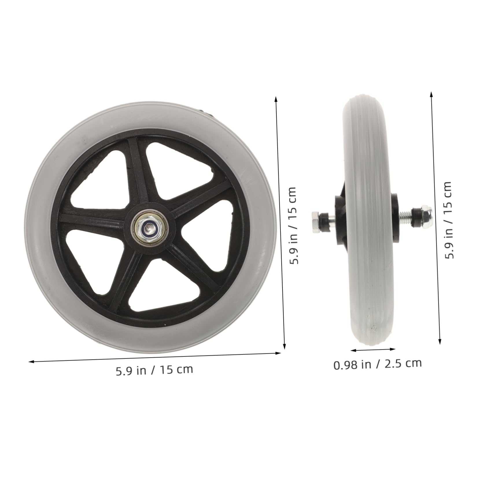 BEBEMOKO Wheelchair Front Wheels 6 Inches Replacement for Wheelchair Parts Anti-wear Design