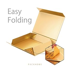 PACKHOME Christmas Gift Box 11.5x8x2.5 Inches, Sturdy Shirt Box with Magnetic Lid for Multiple Occasions (Glossy Gold)
