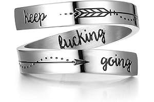 Silver 'Keep Going' Inscription Ring: A Constant Source of Motivation for Women