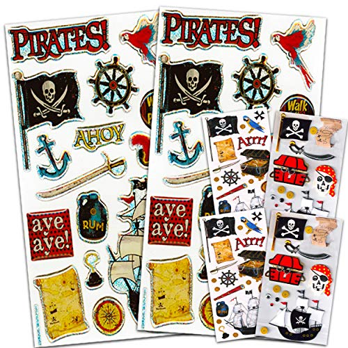 Pirate Stickers Party Favor Set Bundle - 6 Pack Premium Pirate Party Favor for Kids Pirate Decoration (Over 90 Pirate Stickers)
