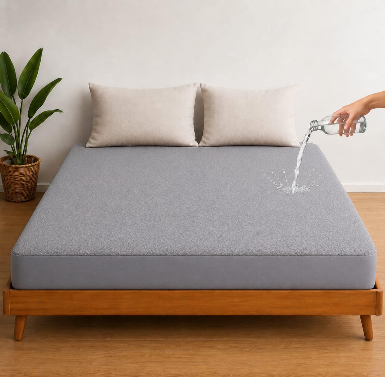 PROTEXIA Waterproof Mattress Protector, Terry Cotton, Double Bed, 72x78 Inch, Elastic Fitted Bed Cover, Waterproof Bedsheet King Size (Gray, King, 1)-picture-35