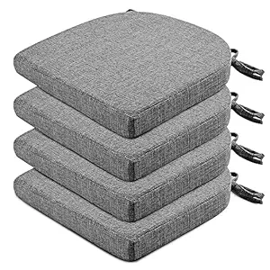 Wellsin Chair Cushions for Dining Chairs 4 Pack - Kitchen Chair Cushions with Ties and Non-Slip Backing - Dining Chair Pads 16