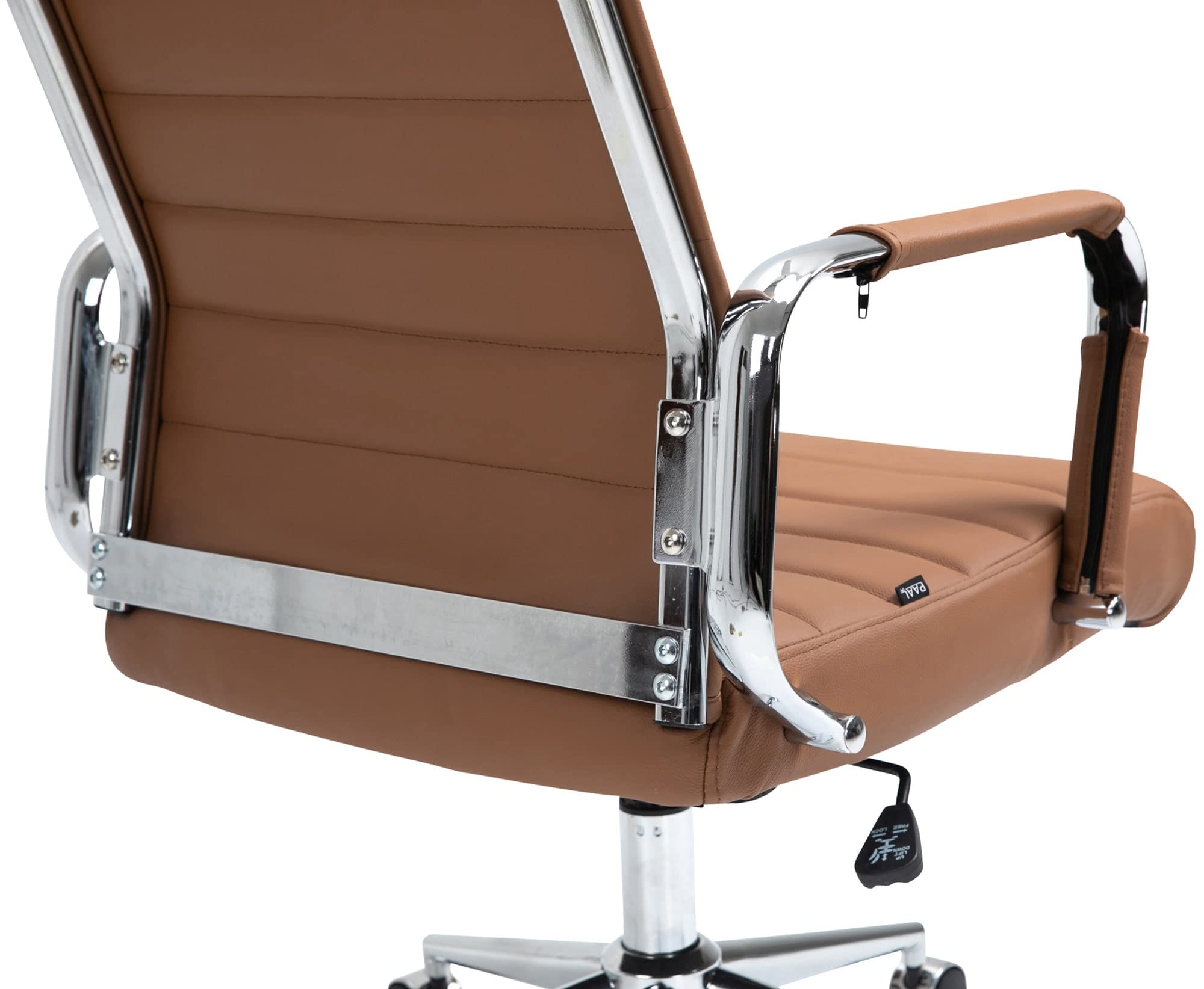 CLP Chefsessel Echtleder bis 150 kg Farbe:Hellbraun | Kolumbus - Drehstuhl mit Wippmechanismus und Armlehnen, stufenlos höhenverstellbar, robust