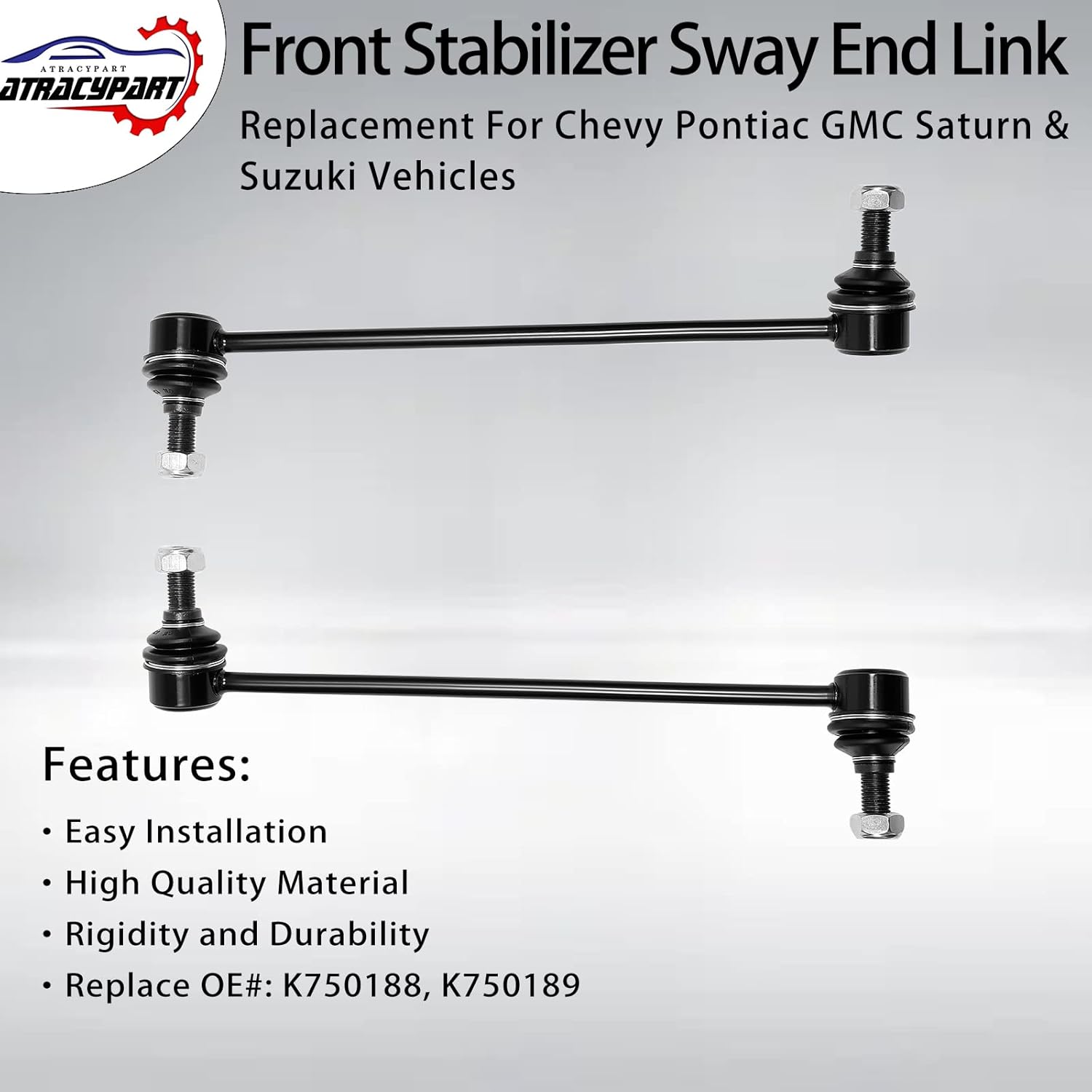 Front Sway Bar Stabilizer Link 2 Pcs Left & Right｜Replacement For 2007-2017 Chevy Captiva Sport, Equinox, Pontiac Torrent, GMC Terrain, Saturn Vue & Suzuki XL-7｜Replace OE#: K750189, K750188