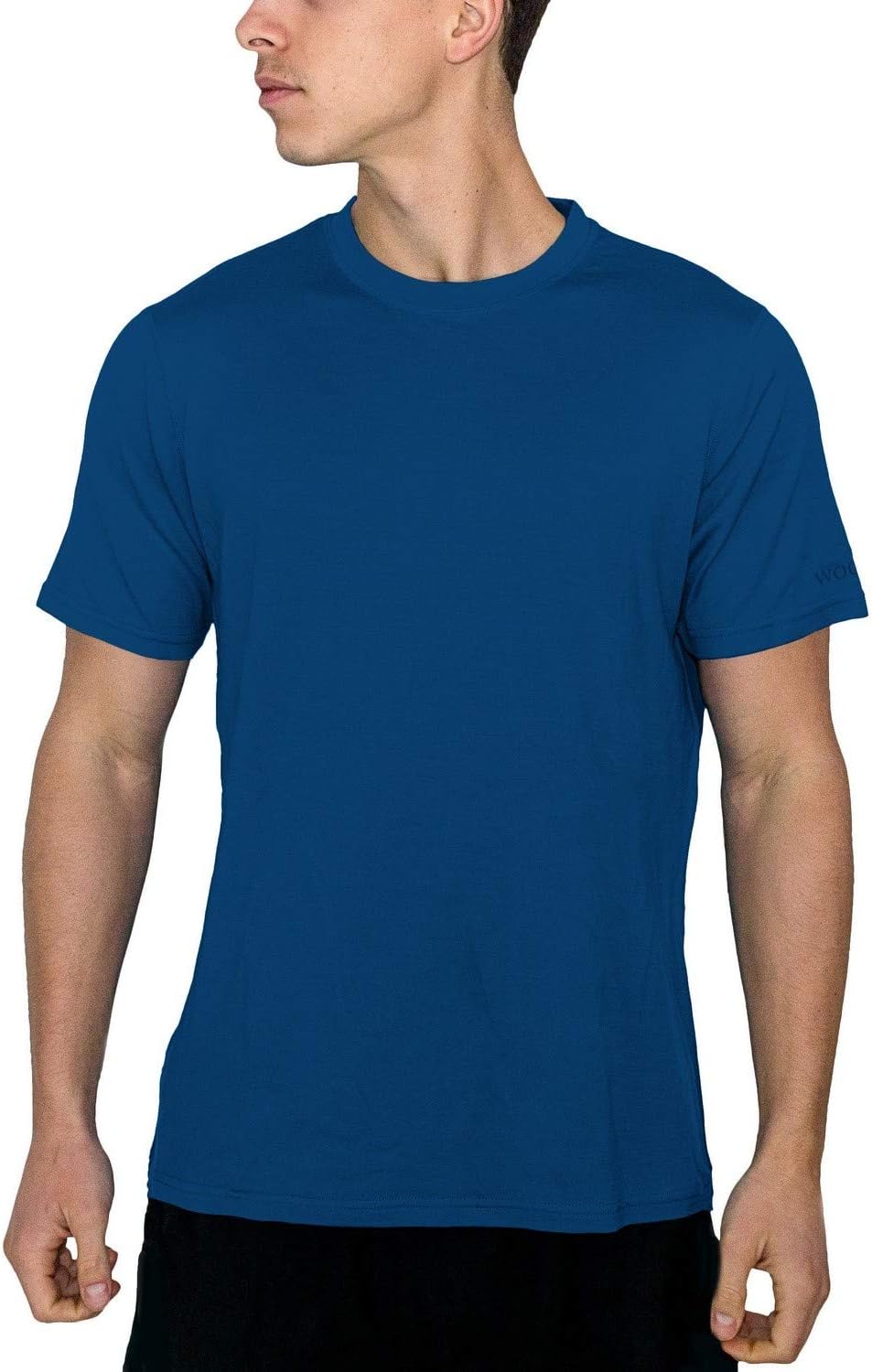 Woolx Men's Outback Short Sleeve Breathable, Moisture Wicking Merino Wool T-Shirt, Electric Blue, Small