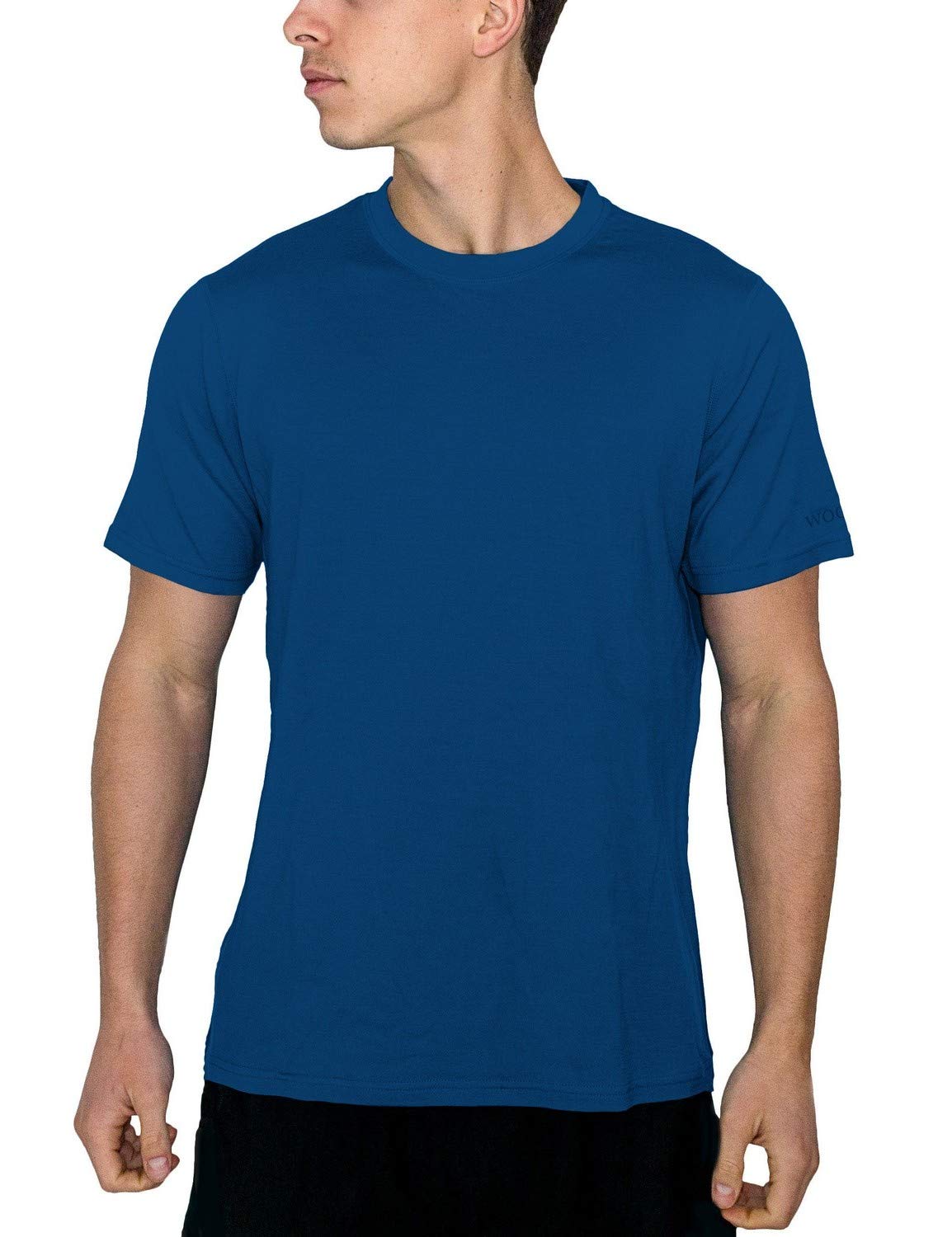 Woolx Men's Outback Short Sleeve Breathable, Moisture Wicking Merino Wool T-Shirt, Electric Blue, Small