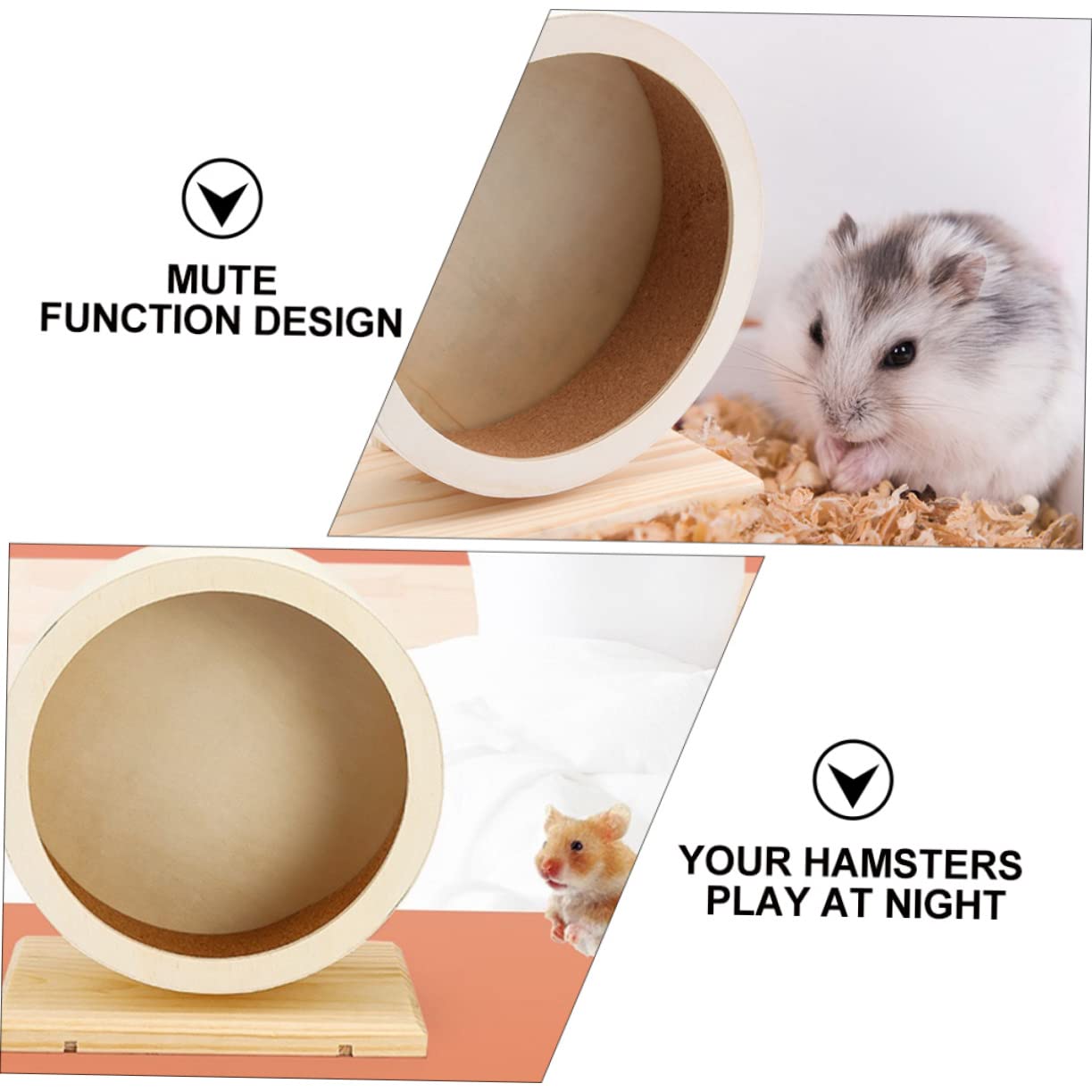 Roue d'exercice Silencieuse en Bois pour Hamster Beige