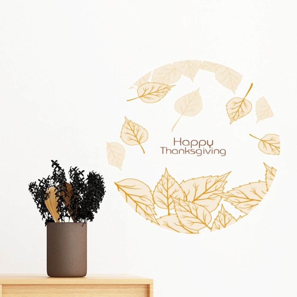 Autocollant mural amovible motif feuille Thanksgiving Day art stickers mural chambre 100cm