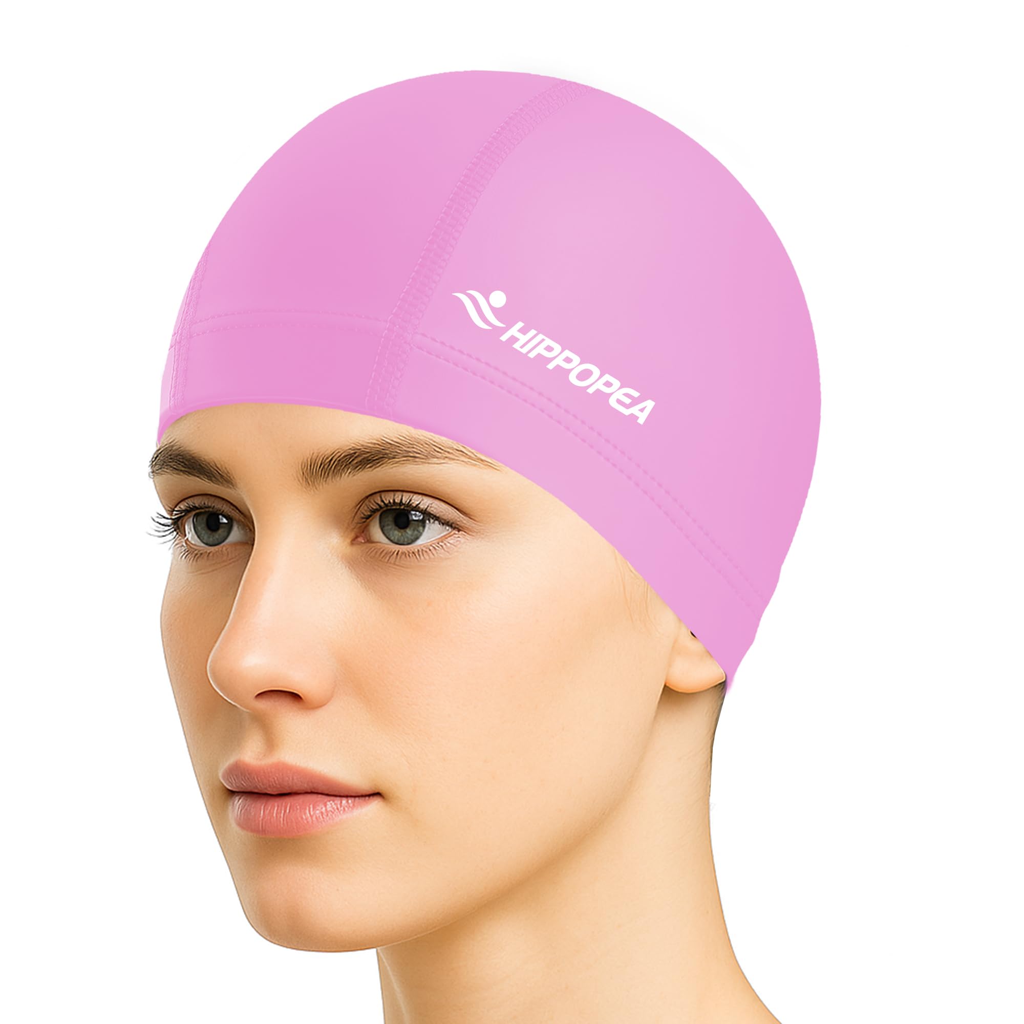 HIPPOPEA Water Resistant Fabric Swim Cap with PU Coating Layer - Elasticic Cloth Swimming Cap, Breathable, Lightweight & Comfortable for Women Men Boy Girl