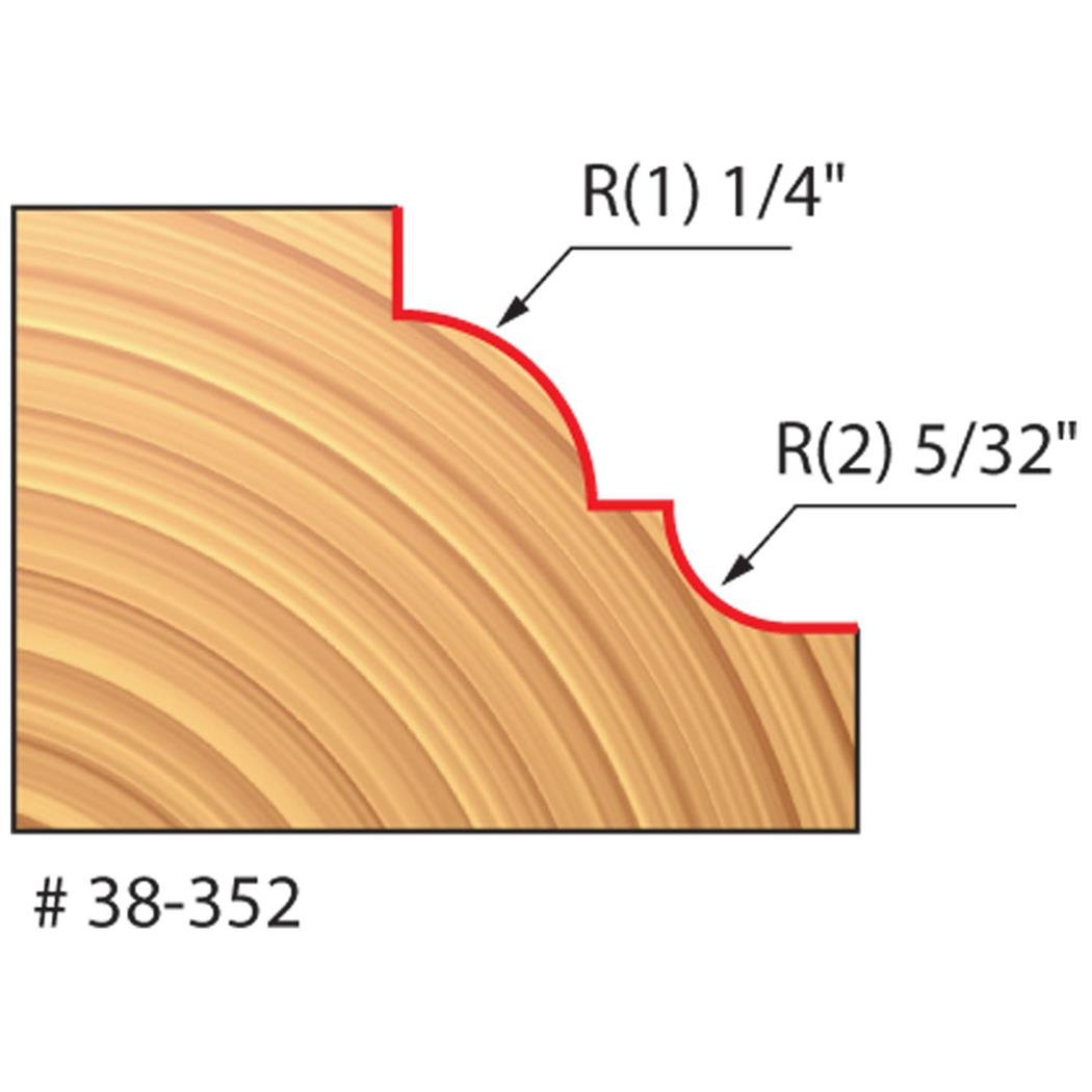 Freud 38-352: 1-1/2" (Dia.) Classical Cove & Bead Bit with 1/4" Shank, Perma-shield Coating Red, Pack of 1 - Image 2