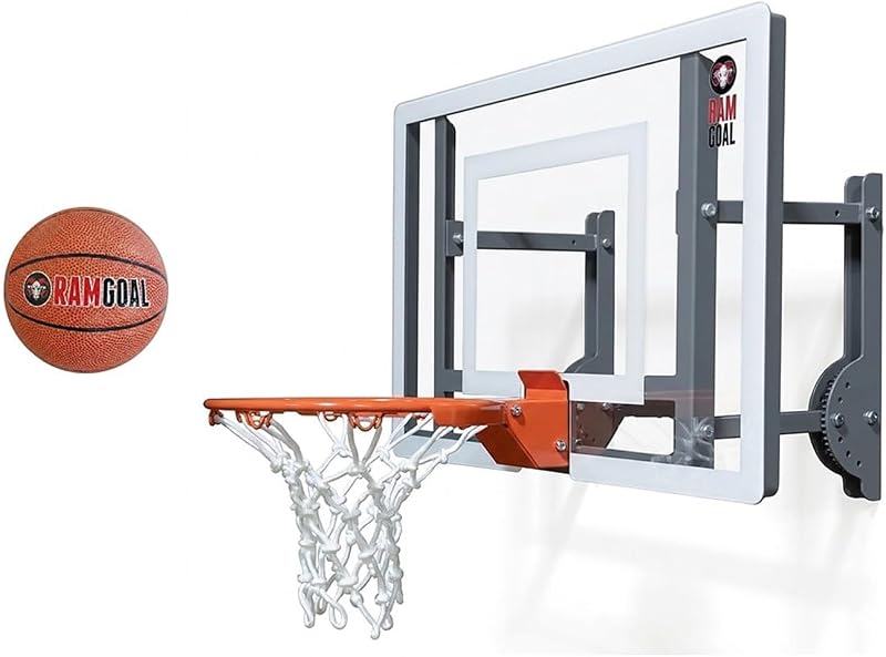 Wall Mounted Indoor Adjustable Mini Basketball Hoop with Ball | 24" Shatter Resistant Backboard with Professional Grade Breakaway Rim and Steel Reinforced Wall Mount Built for Slam Dunks