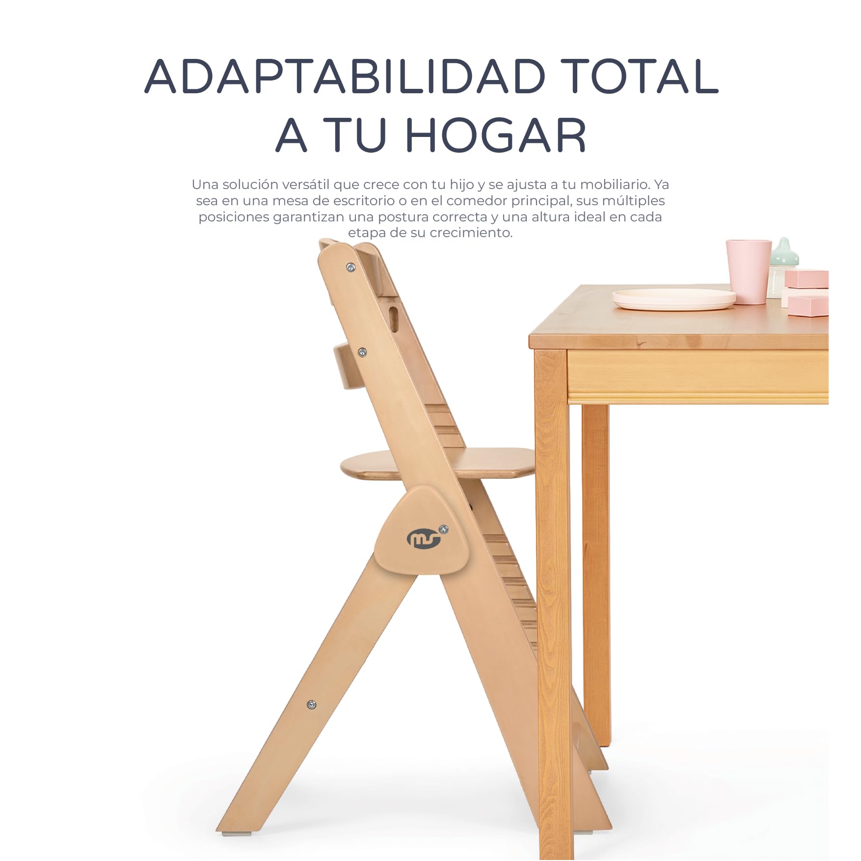 ms BabyWorld - FULL PLUS HAMACA - Trona para bebé de Madera FULL PLEGABLE + HAMACA | Evolutiva | Silla Alta | Ergonómica | Regulable | Segura | 2 posiciones de recinado