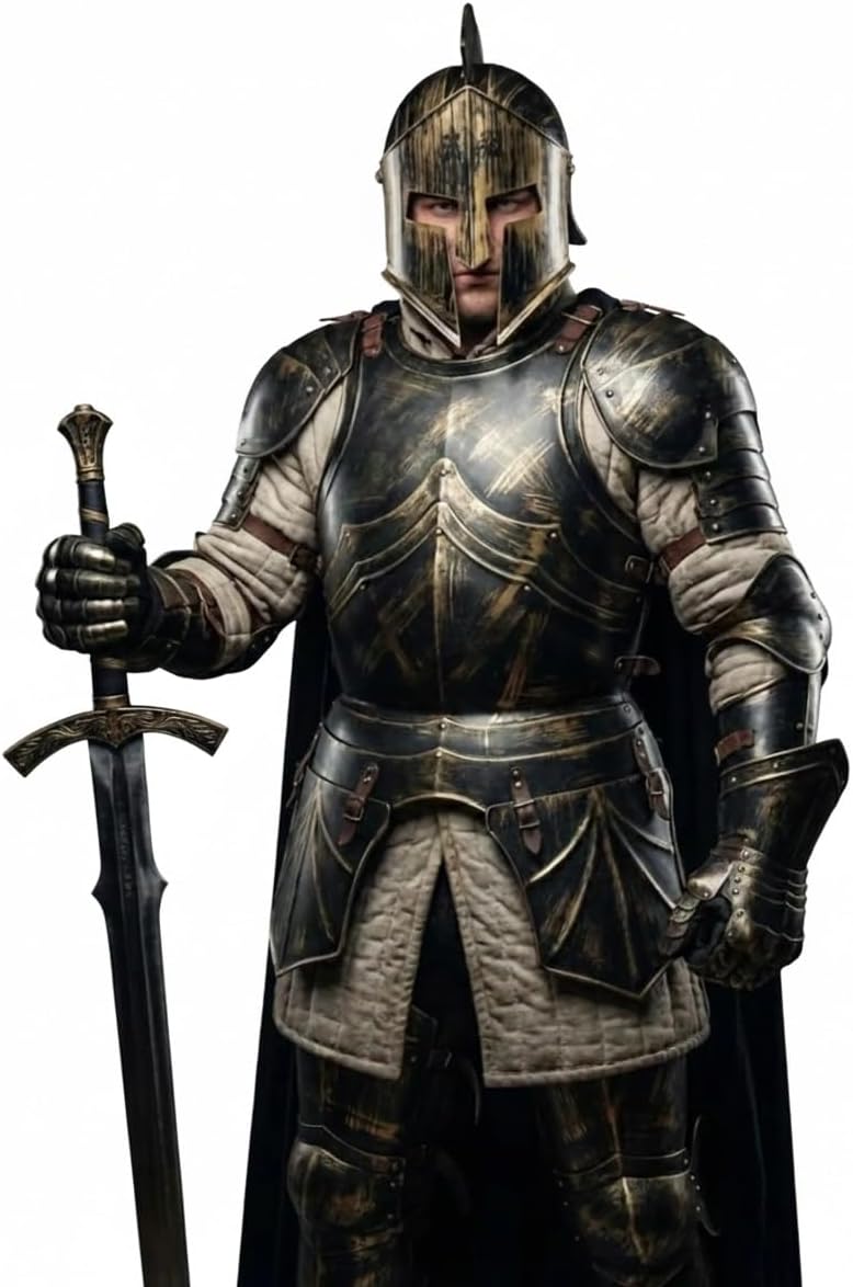 NauticalMart Medieval Greek Spartan Full Body Armor- Knight Full Suit of Plate Armor Wearable 18-Gauge Steel Combat Armour for LARP, Cosplay, & Reenactments