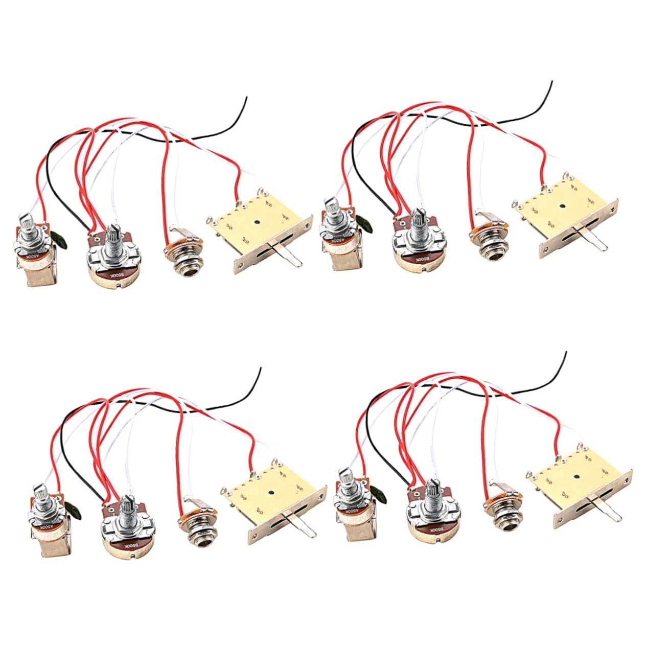 HEMOTON 4sätze Einstellbarer Potentiometer- Für Elektrische Gitarren Praktische Und Langlebige Ersatzteile Mit Schaltern Und Zufälligen Kabelfarben Gitarren-zubehör Für Musiker