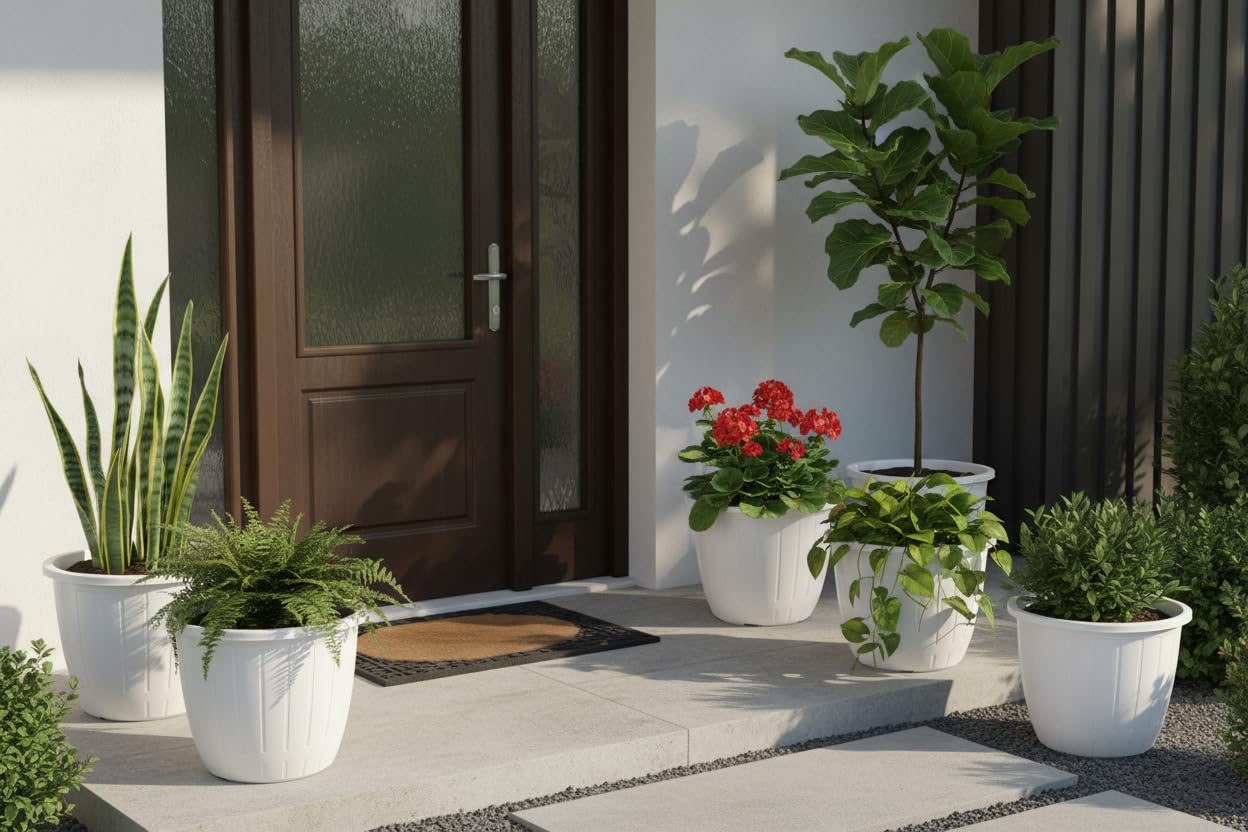 White Flower Pots - 6 Pack for Gardening -6 White Flower Pots - 6 Pack for Gardening -6