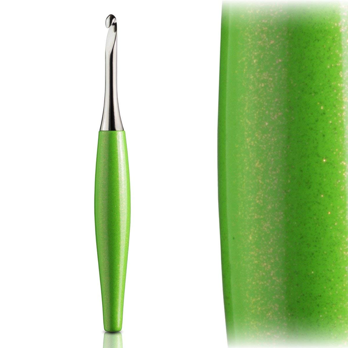 Furls Crochet Hook, Odyssey Lime, Nickel Plated Tip for Effortless Glide, Ergonomic Handle Crochet Hooks 7