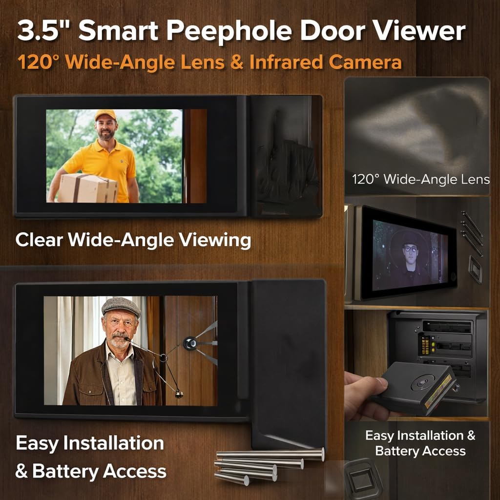 Visionneuse de Porte Numérique Caméra Infrarouge Grand Angle 120° Écran LCD 3,5 Pouces 1MP Surveillance Nocturne