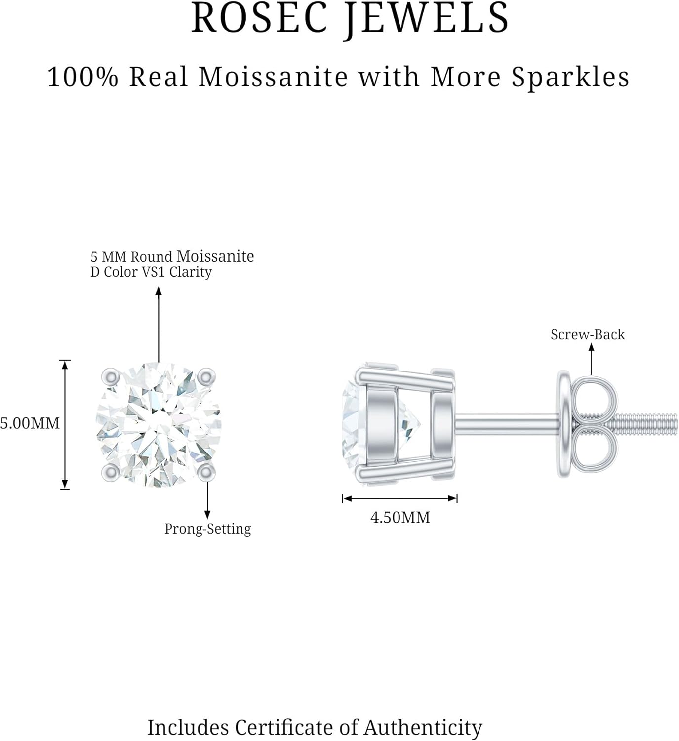 Brilliant Cut Moissanite Stud Earrings in Silver, D-VS1 Quality (0.5–4 Carat Options) – Perfect for Gifting - Image 10