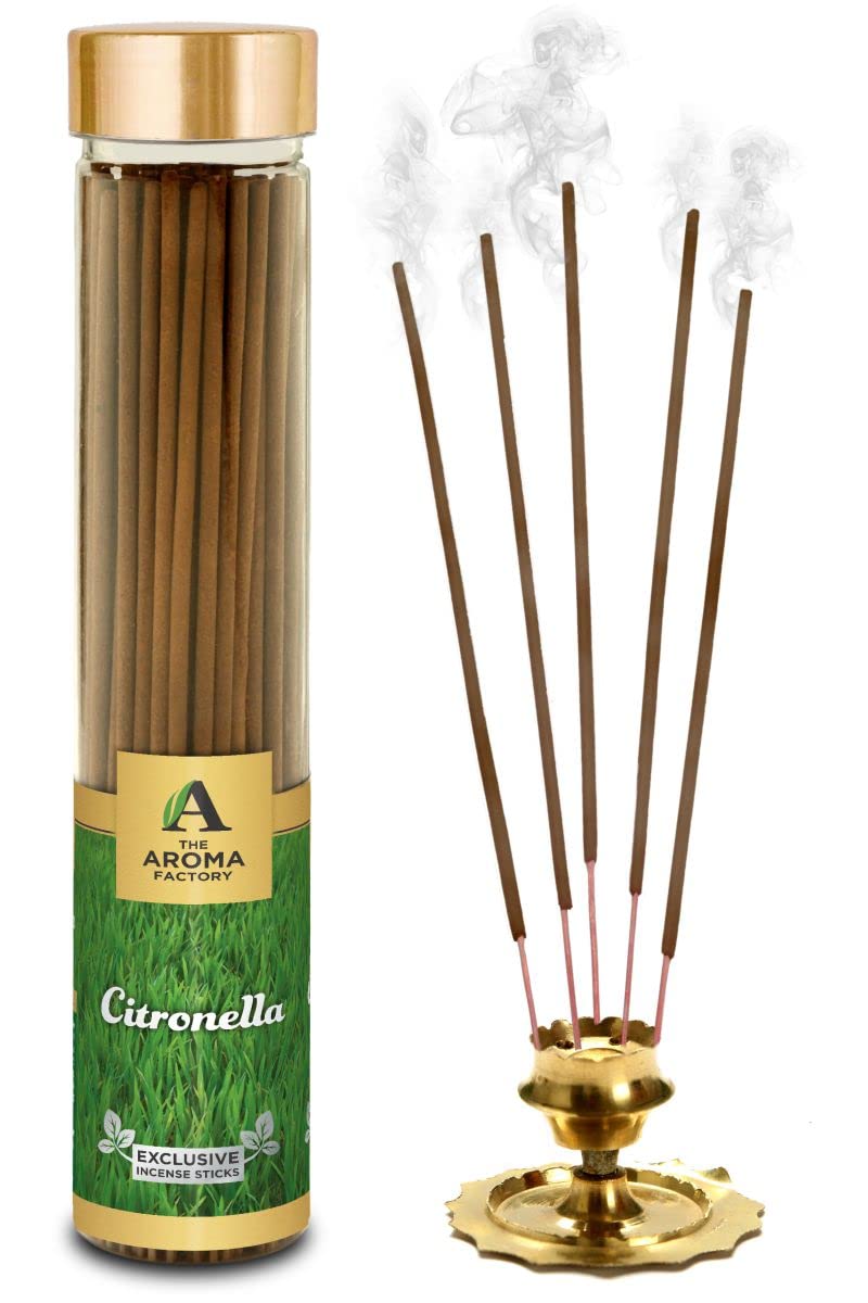 The Aroma Factory Citronella Agarbatti Incense Stick, No Charcoal & 100% Herbal (Pack Of 30)