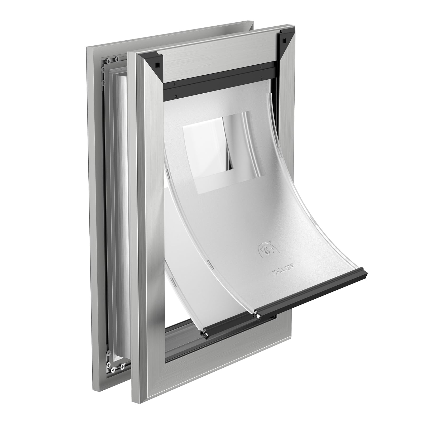 MAVRICFLEX Heavy Duty Dog Door for X-Large Dogs Up to 220LBS, Aluminum Frame Dog Door with Double Sliding Panel and 2 Soft Flaps, Easy to Install,