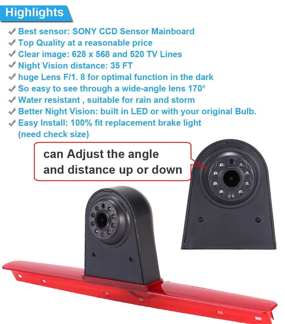 Kamera z obiektywem 18 mm + monitor TFT LCD 18 cali. Samochodowy HD wodoodporny zestaw kamer cofania światła hamowania do VW T5 Bus Transporter Multivan Caravelle / Business z tylną klapą, trzecie