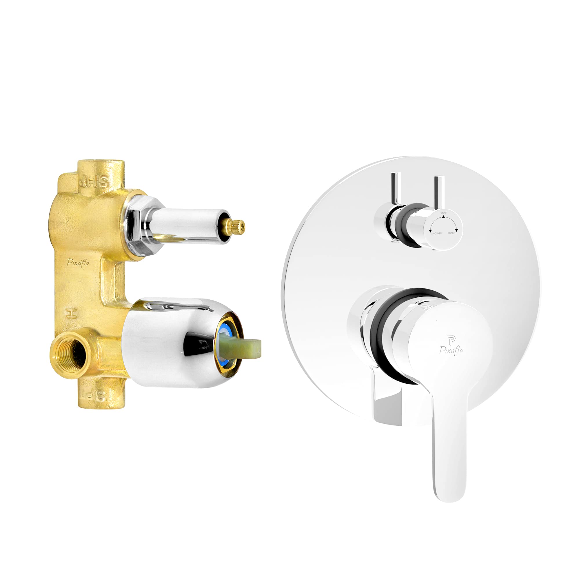 Pixaflo Single Lever 4 Way / 2 Inlet Diverter Full Set (Chrome | Tic-Tac) (Fission)