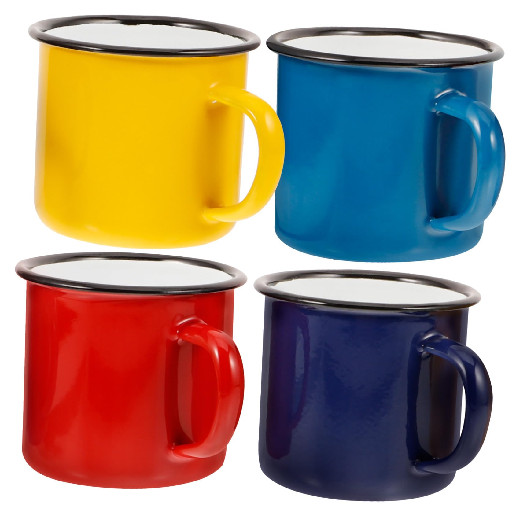 Tazas de Esmalte y Portátil Juego de 4 para Café y Té Diseño Clásico Capacidad 350ml para Camping, Picnic y Uso Diario