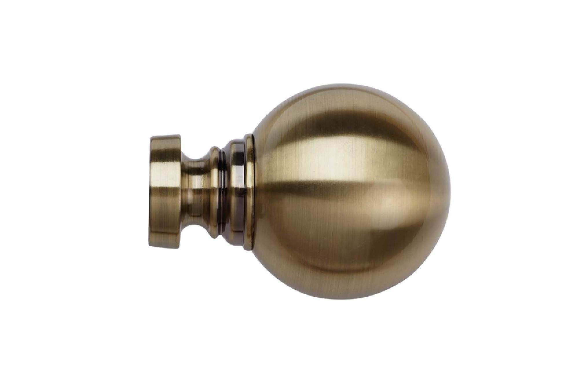 ABC Decor Curtain Pole Ball Finials, 1 Pair to fit 35mm Curtain Pole, (Antique Brass)