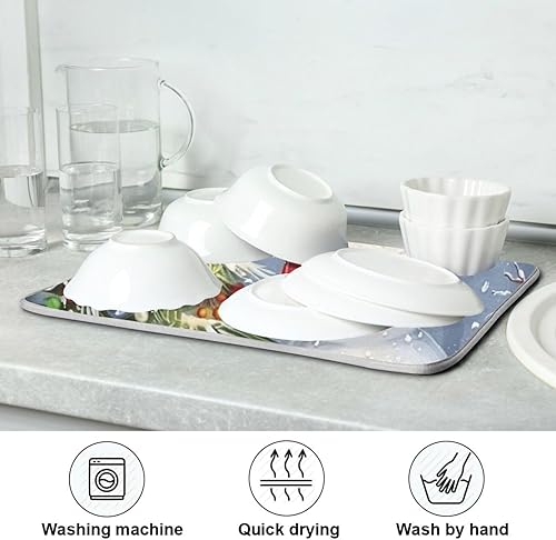 Vista 116 de Nautical Ocean Sea Turtle Dish Drying Mat for Kitchen Counter 18x24 in Starfish Retro Map Microfiber Drying Mats Absorbent Reversible Dish Pad Large