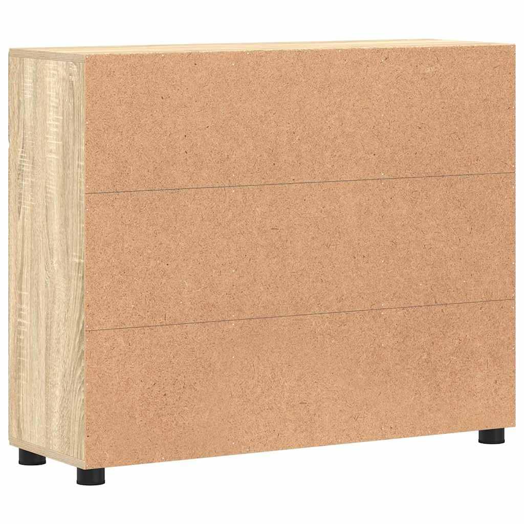 Credenza Florin Sonoma Rovere 88,5 x 30,5 x 73 cm Moderno Armadio in legno con 2 ante a cerniera e 3 ripiani in legno di quercia durevole per soggiorno, corridoio, camera da letto