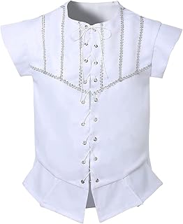 UJIAZ Men's Medieval Steampunk, Vintage, Medieval Vest, Renaissance Lace-up Vest Plus Size Pirate Costume Top