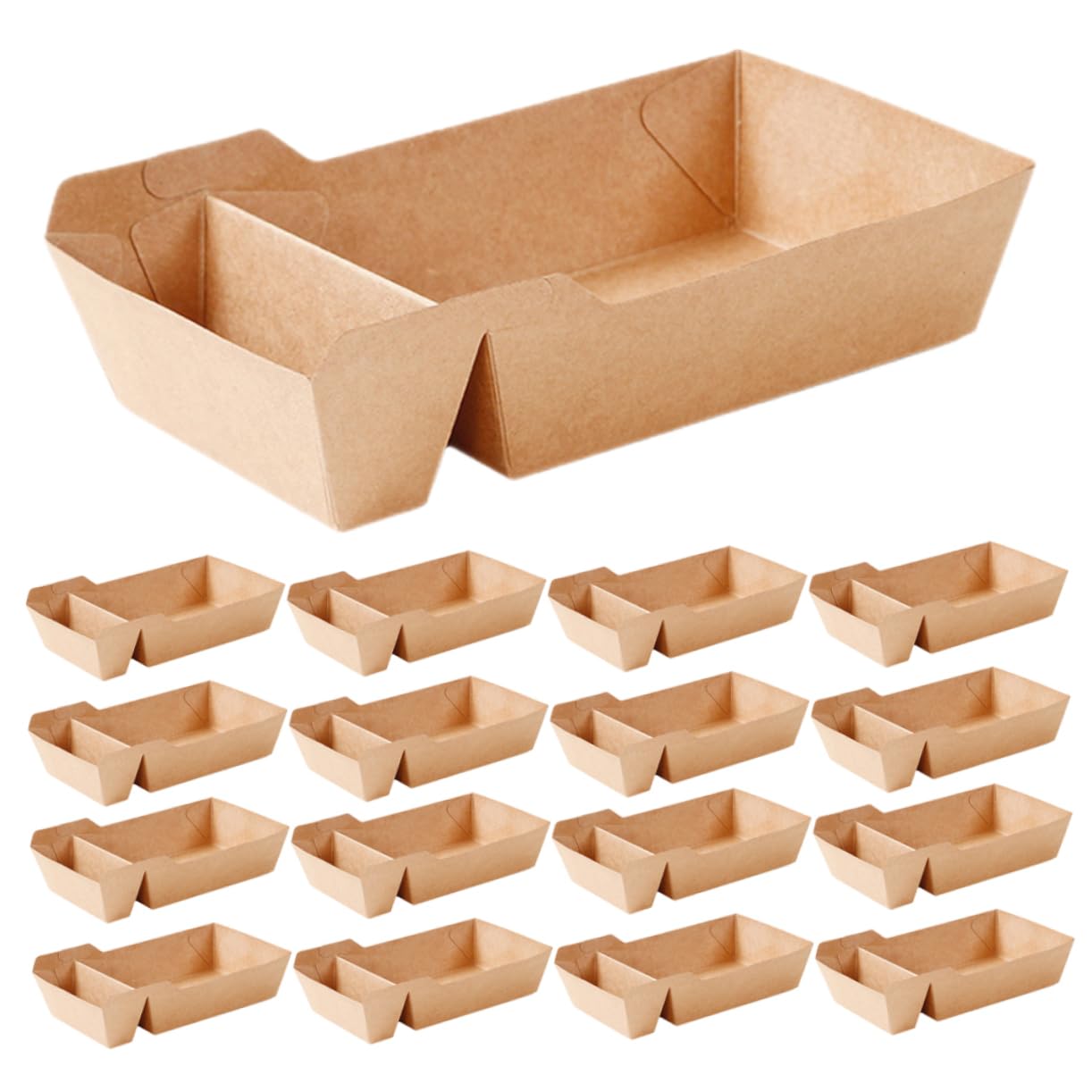 OSOLADY 100 Cajas de Papel Kraft para Comida para Llevar Diseño Plegable, Caja de Aperitivos Marrón de 440ml Adecuado para Fiestas y Celebraciones