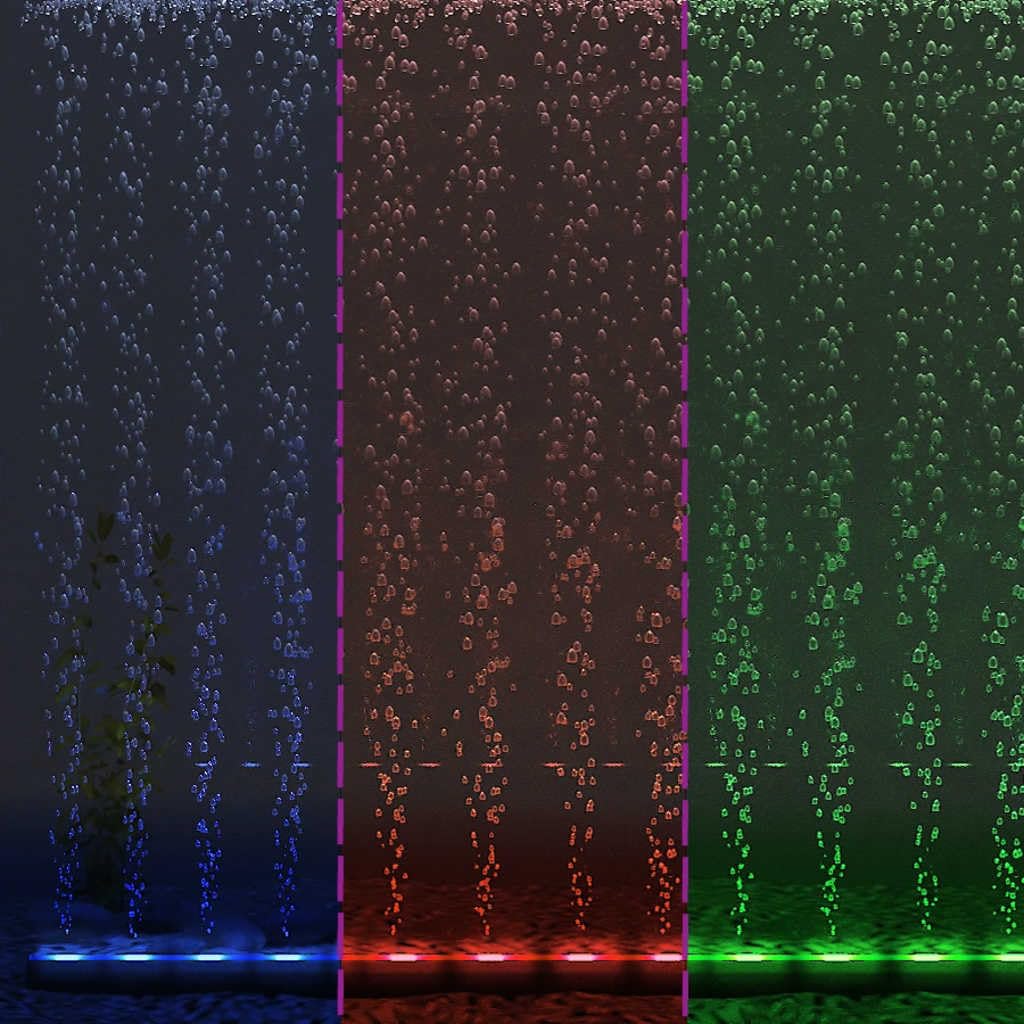 Lámpara LED para acuario, con burbujas, RGB 32 cm, bajo consumo, impermeable, con cambio de color, regulable para agua dulce y agua salada