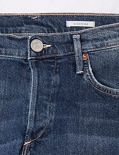 True Religion Highrise Straight Turnup Jeans, Blu