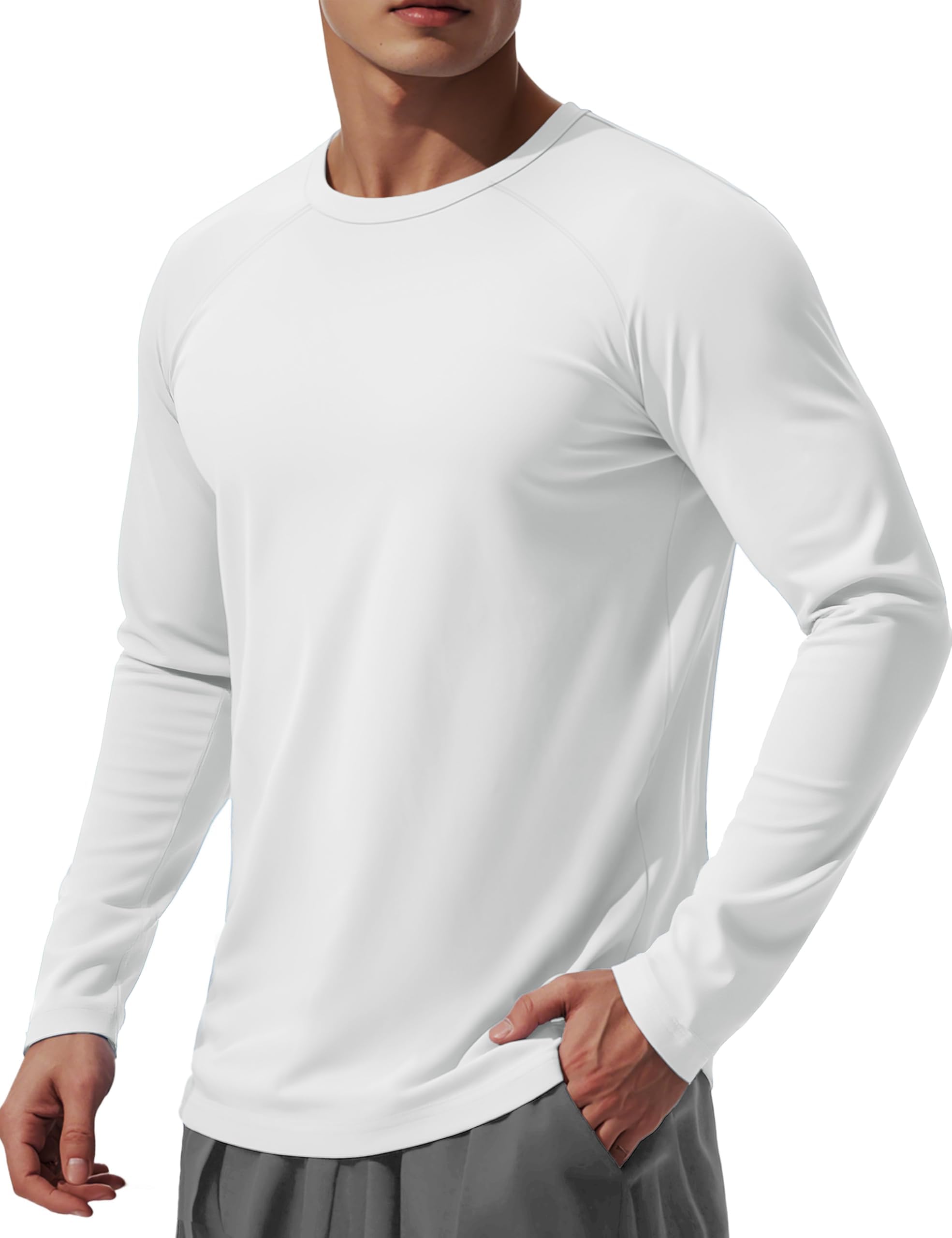 MAGCOMSEN Men's Rash Guard Swim Shirts UPF 50+ Dry Fit UV Sun Protection Long Sleeve Shirts for Men Summer Athletic SPF Tee