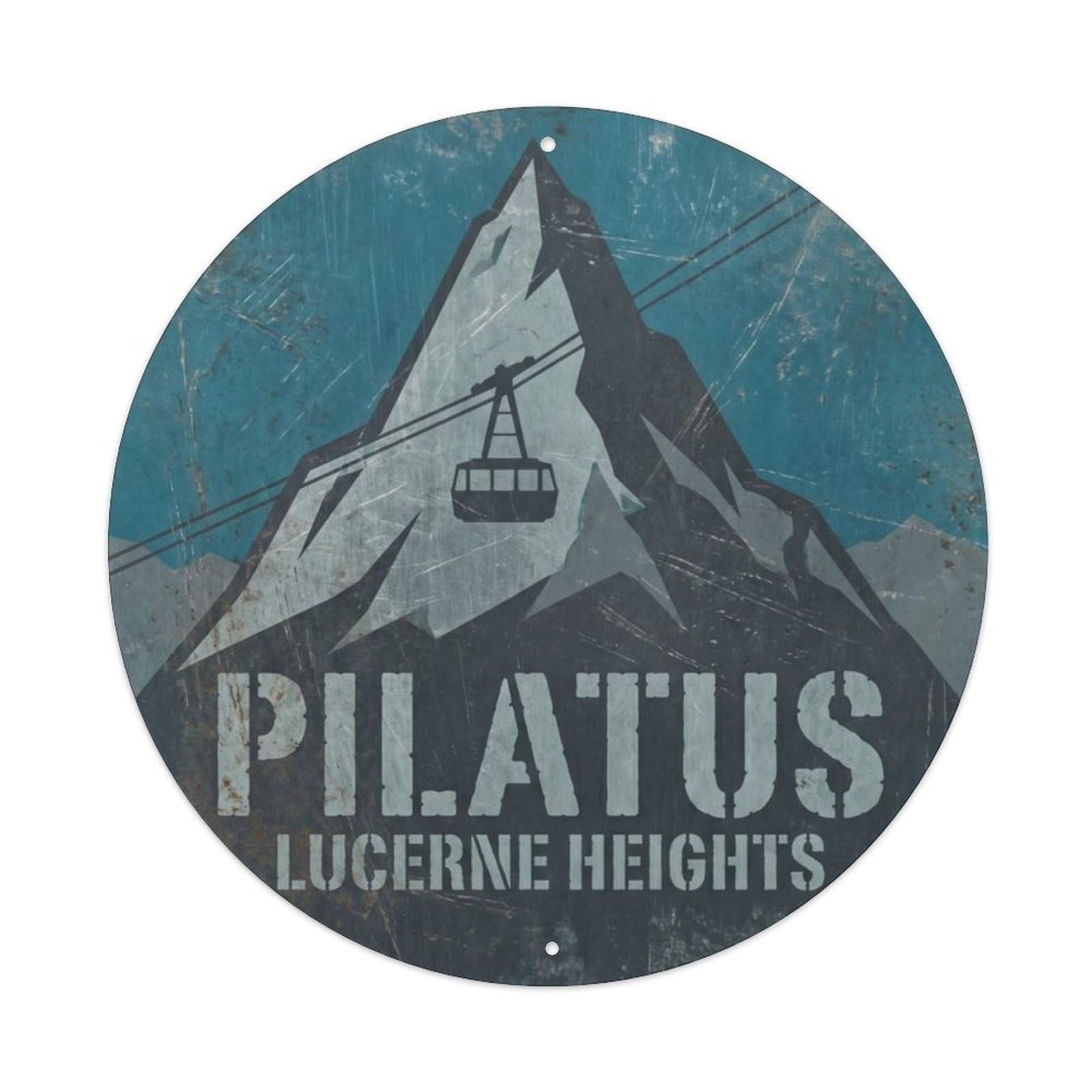 Peak Alpine Study Summit Metal Tin Sign Plaque Wall Decor for Cafe, Club Bar, Office, Home Garden Round Metal Poster 8x8Inch