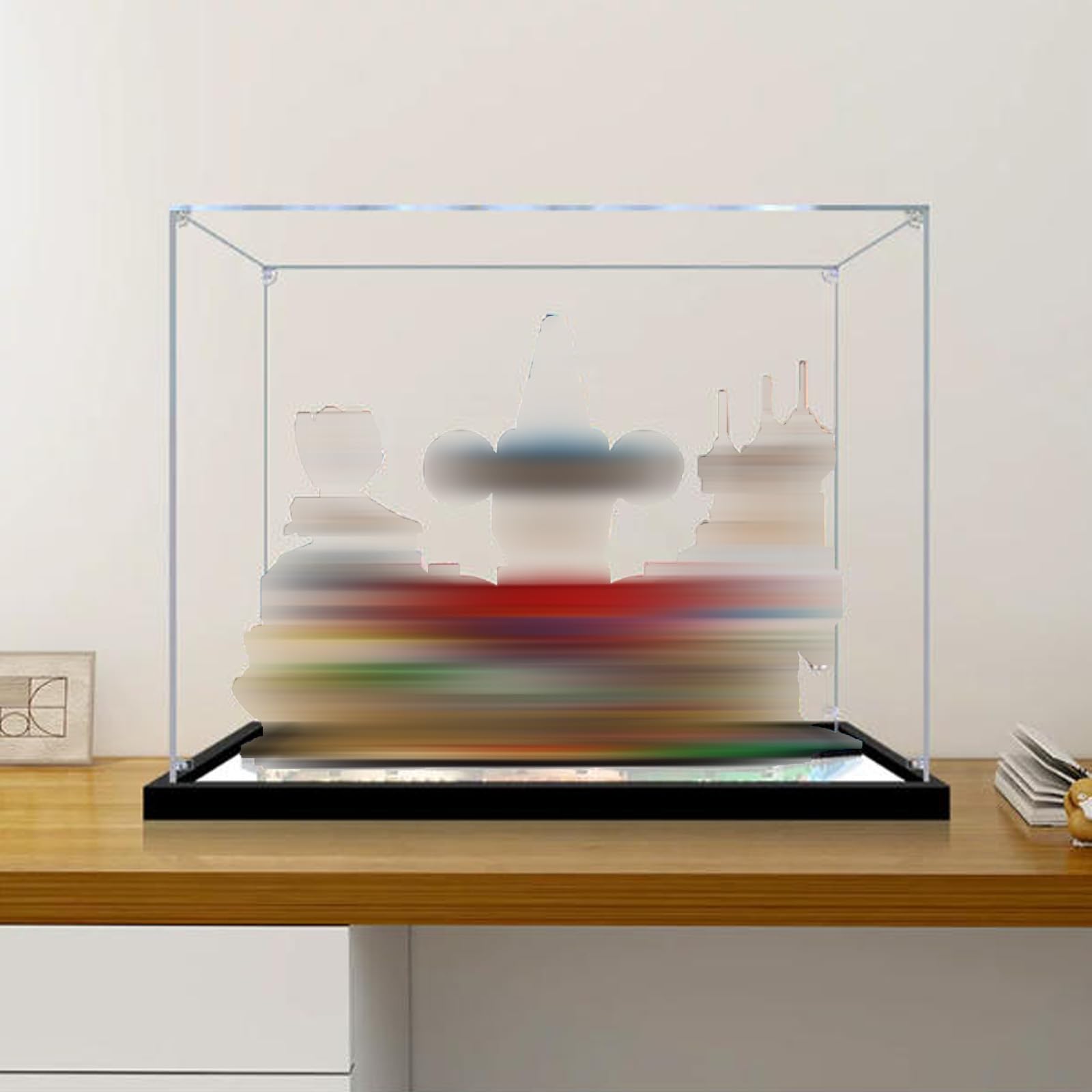 Acrylic Display Case Compatible with Lego 21352 The Wizarding World Model, Dustproof Transparent Storage Box, Compatible with Lego 21352 (Model Not Included) (3mm-Mirror Base)