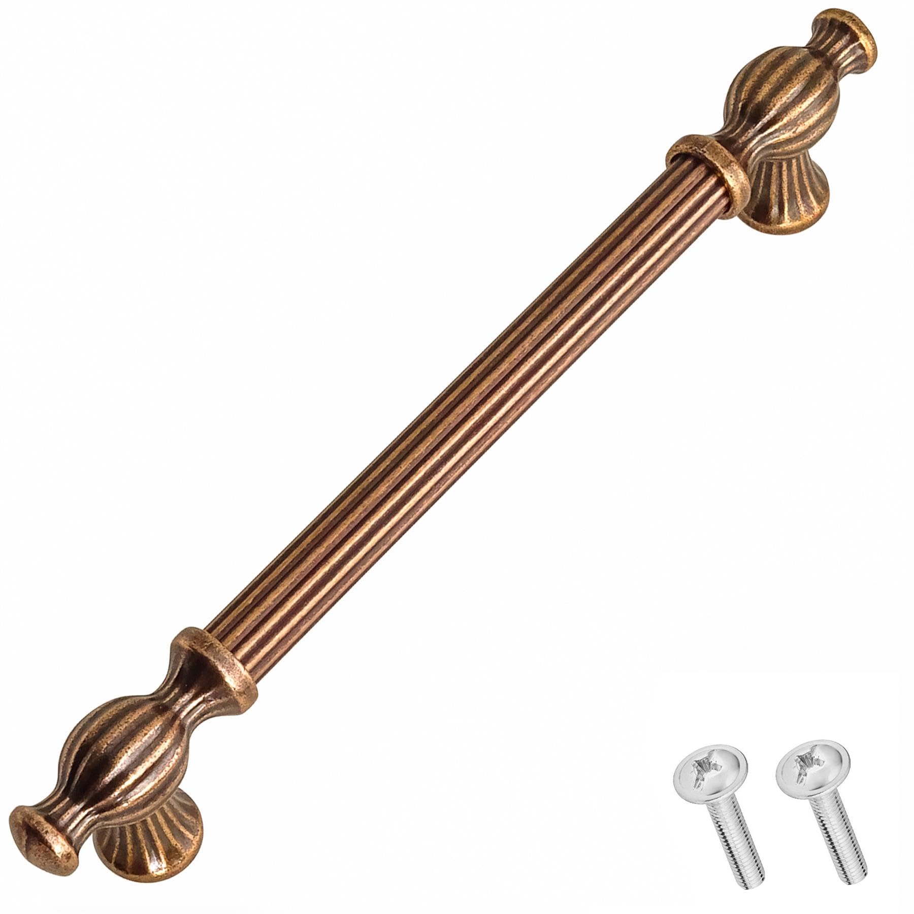 Decoranddecor Antique Copper Verna Traditional T-Bar Antique Style Cabinet Pulls Drawer Handles Zinc (224Mm Hole Center, )