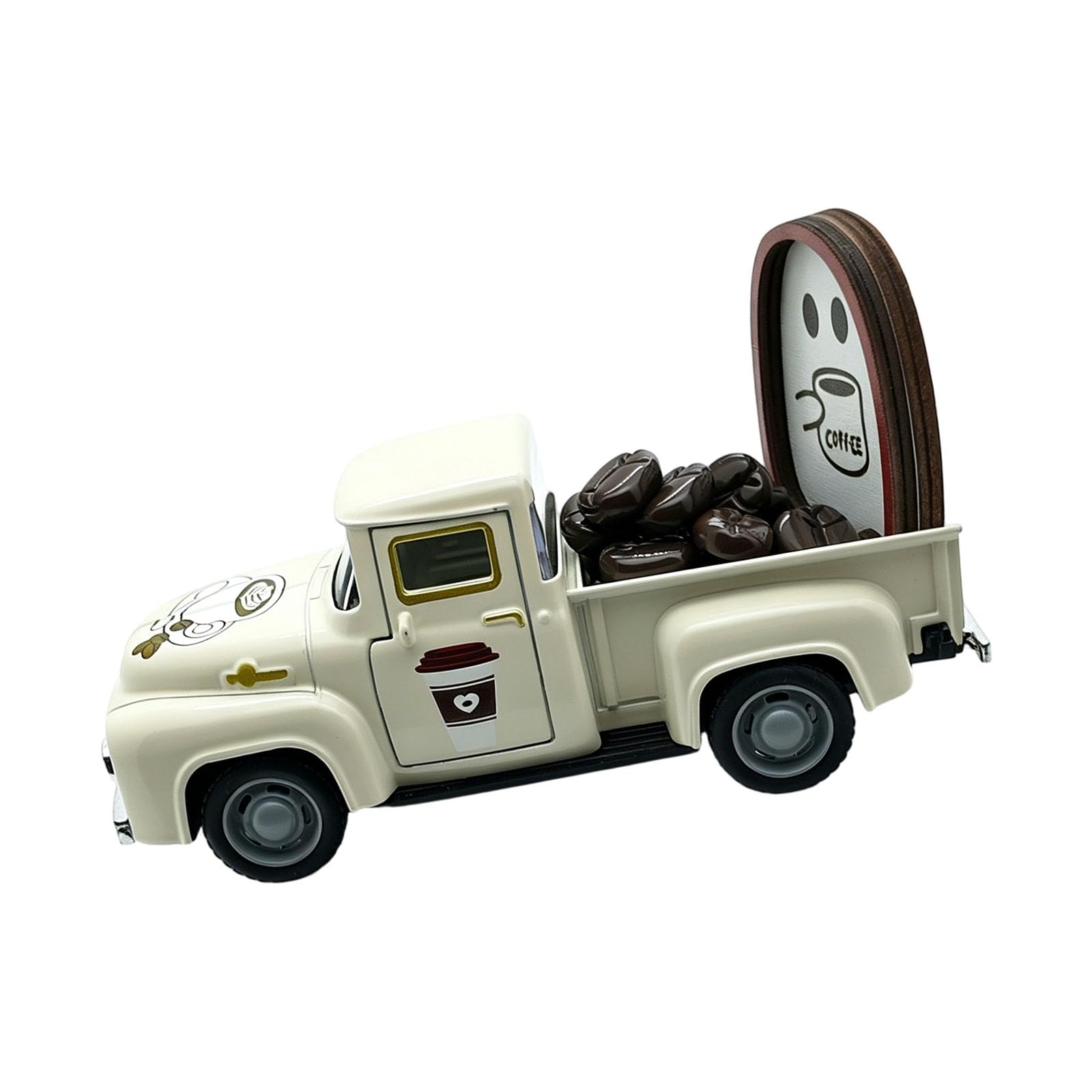 Camionnette miniature antique en métal décorative avec ses 15 plateaux de haricots factices