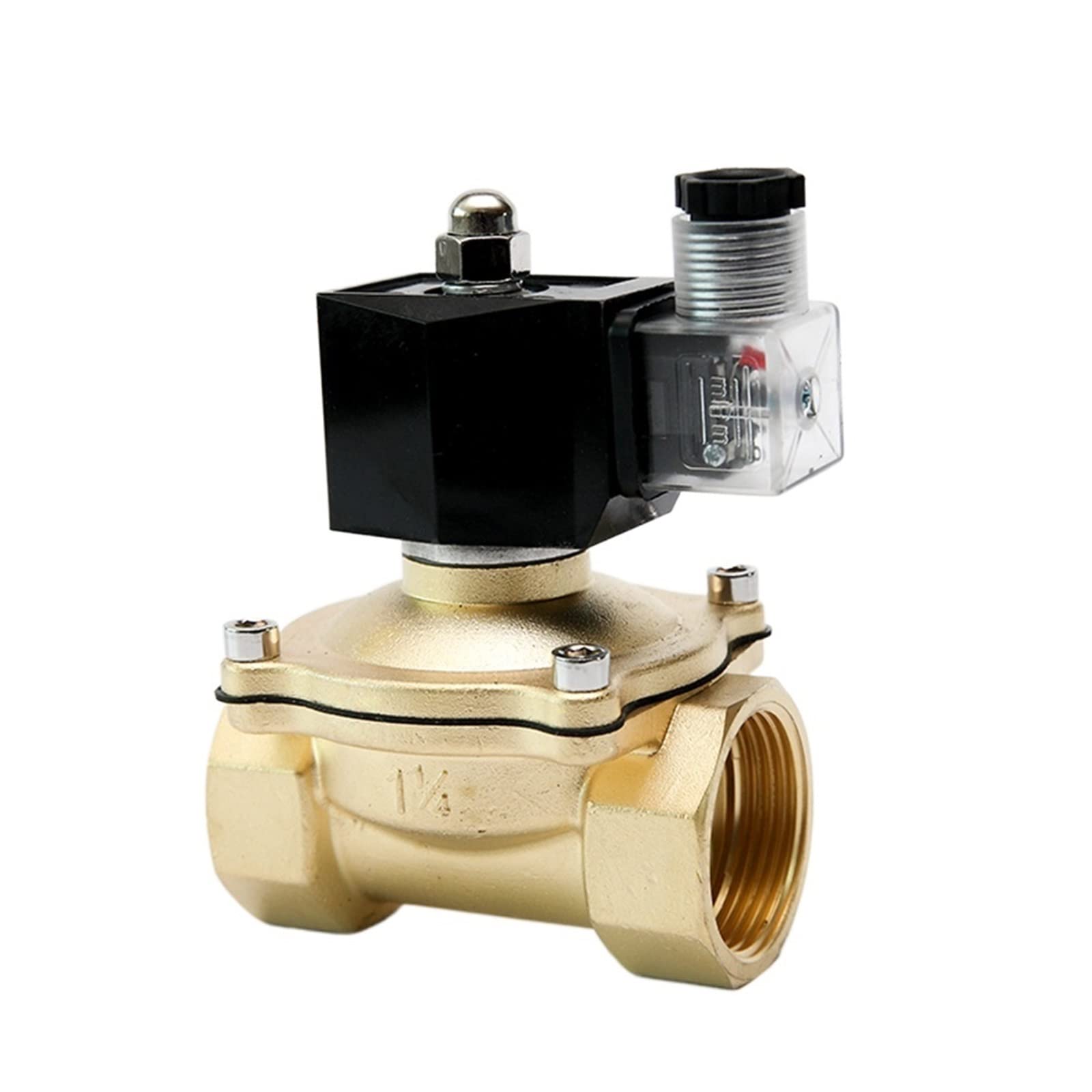 QRUYHBAJU Withstand high Pressure and Temperature Extremes 1-1/4" Electric Solenoid Valve DN32 Brass Normally Closed Valve for Water Oil Air 12V/24V/220V/110V(Npt)