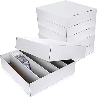 Card Storage Box 5000 Count Trading Card Box White Sports Card Storage Boxes Collectible Trading Card Cases for Soccer, Baseball Game Cards (6 Pcs)