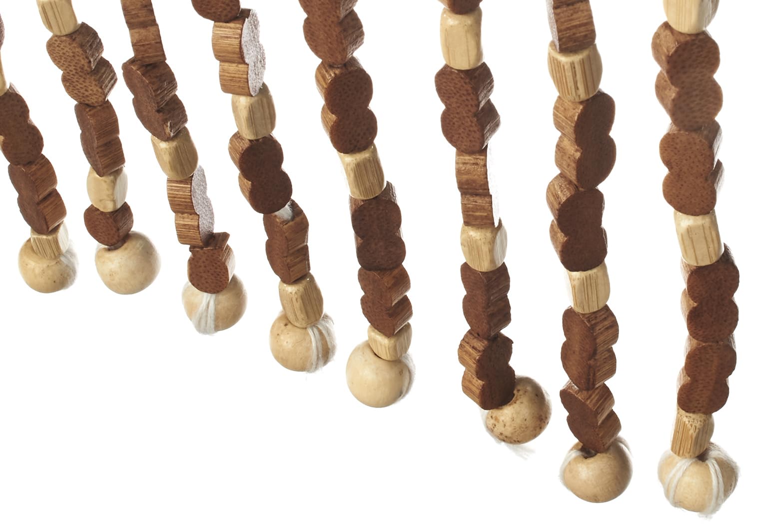 Kobolo Türvorhang Bamboo 90x200cm braun, Bambus Perlenvorhang mit 45 Strängen je 0,9cm & Holzleiste, dekorativer Fadenvorhang als Insektenschutz & Raumteiler für Balkon- & Terrassentür, handgefertigt