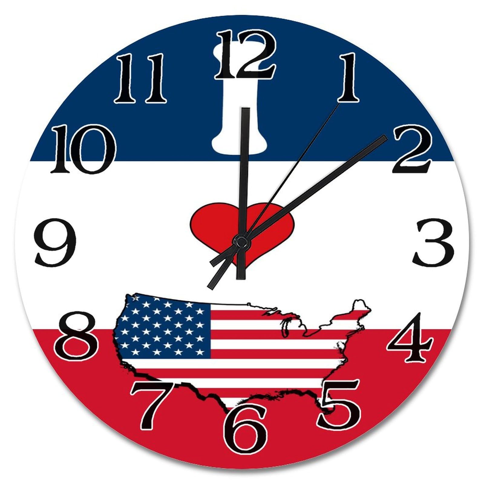 Horloge murale vintage USA bois silencieuse pour grand mur vide