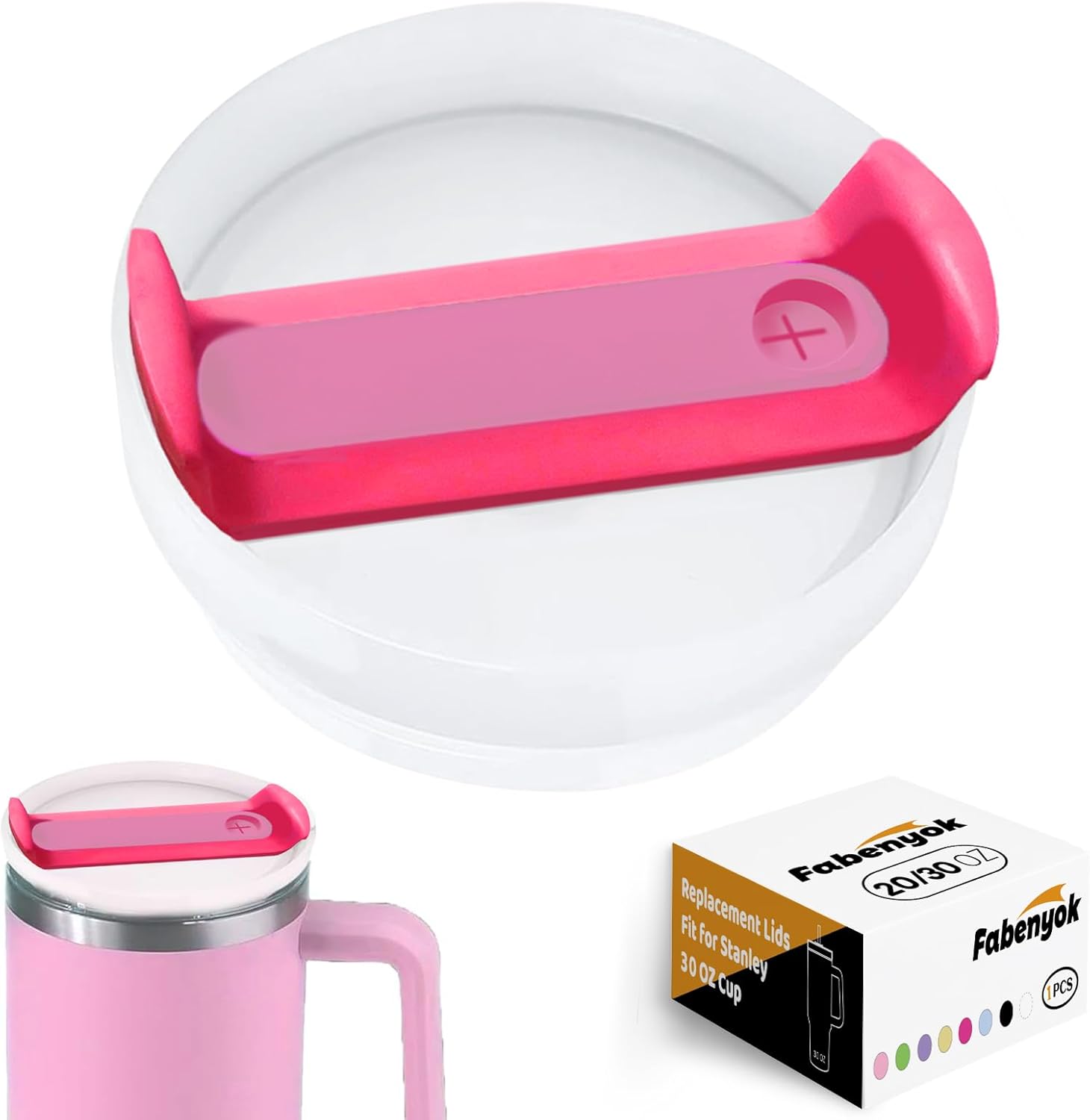 20 OZ 30 OZ Tumbler Lid Replacement Fit for Stanley Cup,1 Pack Clear Replacement Lids, Tumbler Covers for Stanley Cup Accessories (Opaque - Hot Pink)