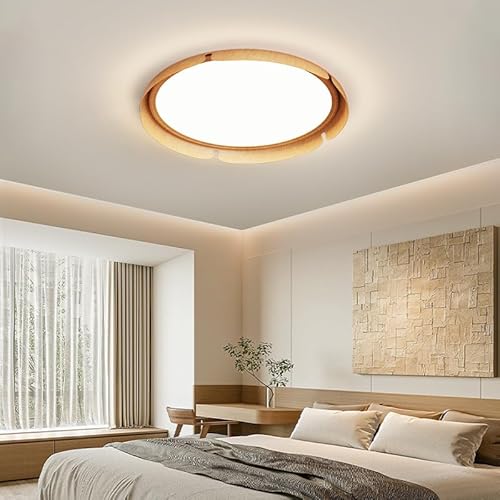 モダンなシャンデリア, ウォールナットLEDシンプルシーリングライト寝室ミニマリズム照明リビングルームバルコニー屋内シンプルライトホームインテリア装飾ランプ(50cm log,Dimmable With Remote)