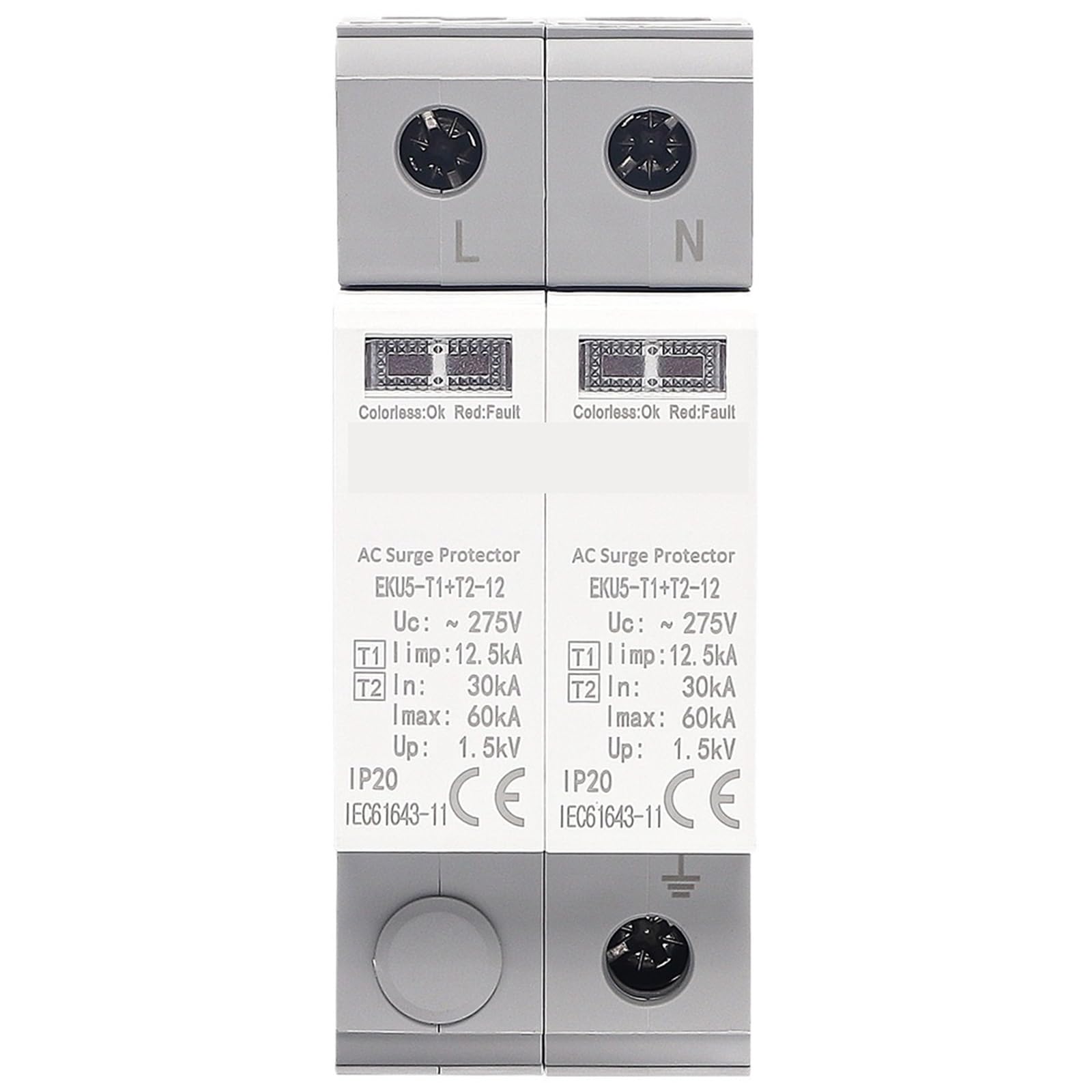 Dispositivo de protección contra sobretensiones for el hogar, 275 V, Tipo T1+T2, 2P, 4P, 20 KA~40 KA, 1P+N, 3P+N.((T1 T2) 4P 275V)